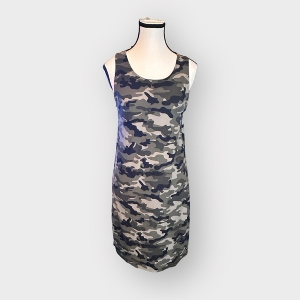 Women’s Ardene Large Basic Scoop Neck Camo Camouflage Mini Tank Dress